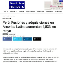 Perú: Fusiones y adquisiciones en América Latina aumentan 4,53% en mayo